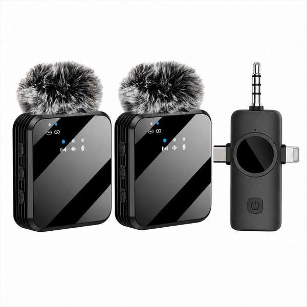 XEOOCE Mikrofon Drahtloses Lavalier Mikrofon 2er Set USB-C Plug & Play, Geräuschunterdrückungsfunktion