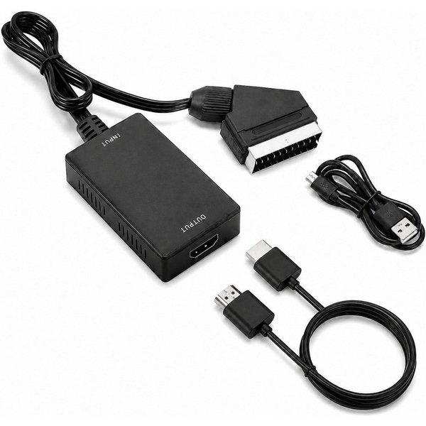 XEOOCE SCART HDMI Adapter, 1080P Konverter, mit 1 m Kabel Video-Adapter DVI-D zu USB Typ A, Video-Konverter