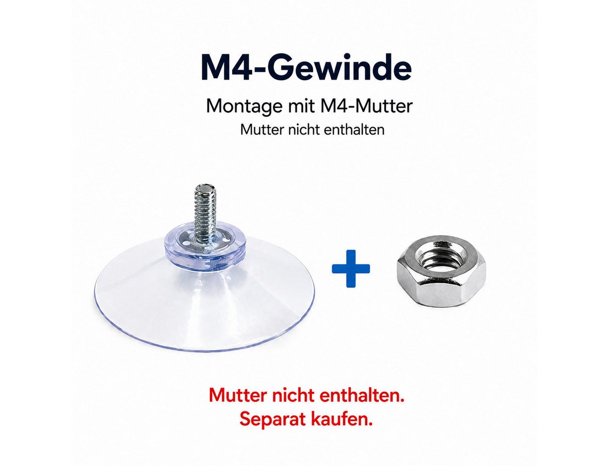 XEOOCE Wandhaken Saugnäpfe, Transparent, Mit M4-Schraube, Ohne Mutter, 10 Stück, Glas, Fliesen, Kunststoff, glatte Oberflächen, Metall, (Set, 10er Set) – Bild 3 von 5