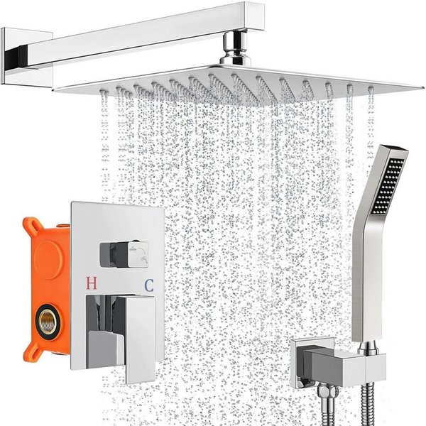 XERSEK Duschsystem Unterputz Duschset Duschsystem Komplett-Set Überkopfbrausset 30*30, 2 Strahlart(en), Regendusche System,Eckig,2 Strahlarten,Duscharmatur inkl