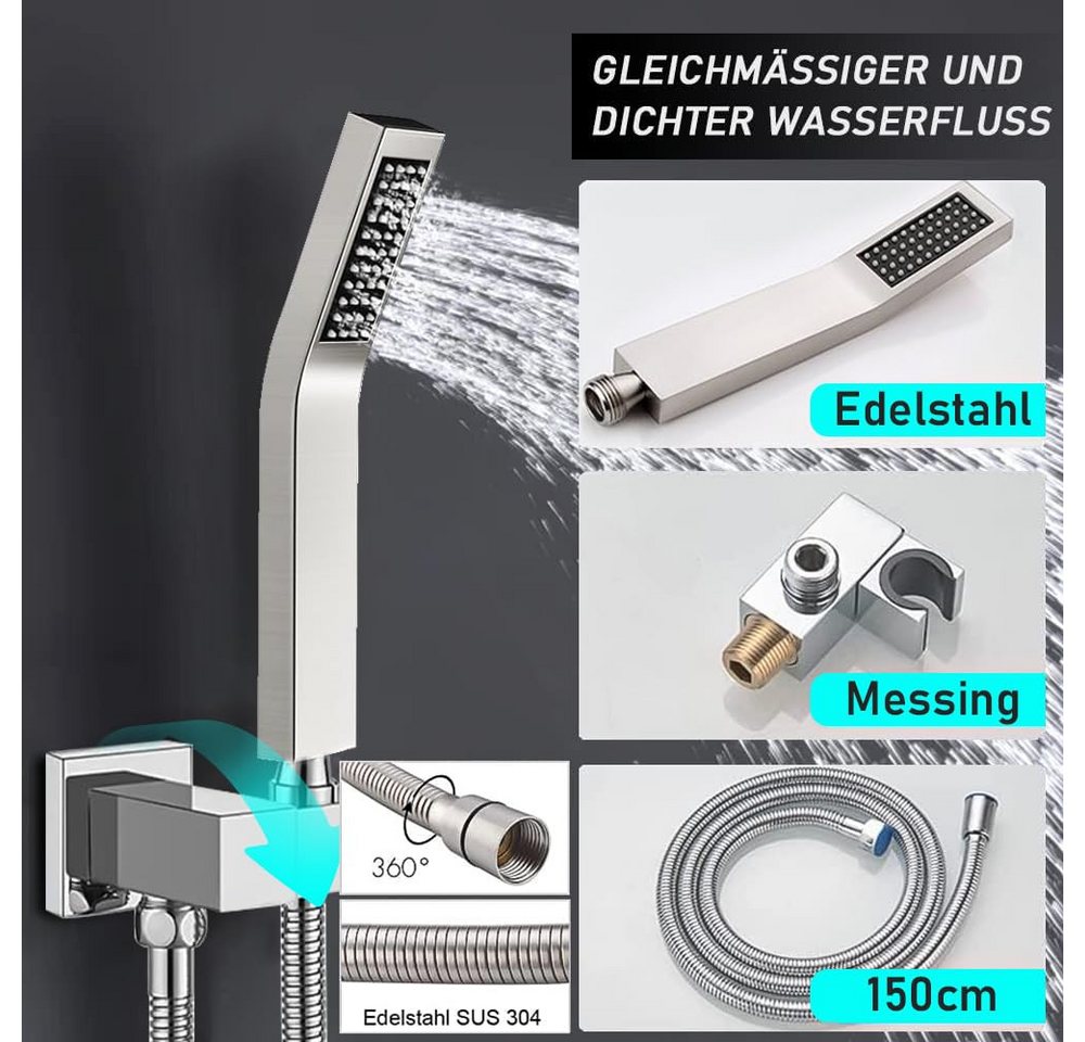 XERSEK Duschsystem Unterputz Duschset Duschsystem Komplett-Set Überkopfbrausset 30*30, 2 Strahlart(en), Regendusche System,Eckig,2 Strahlarten,Duscharmatur inkl – Bild 5 von 5