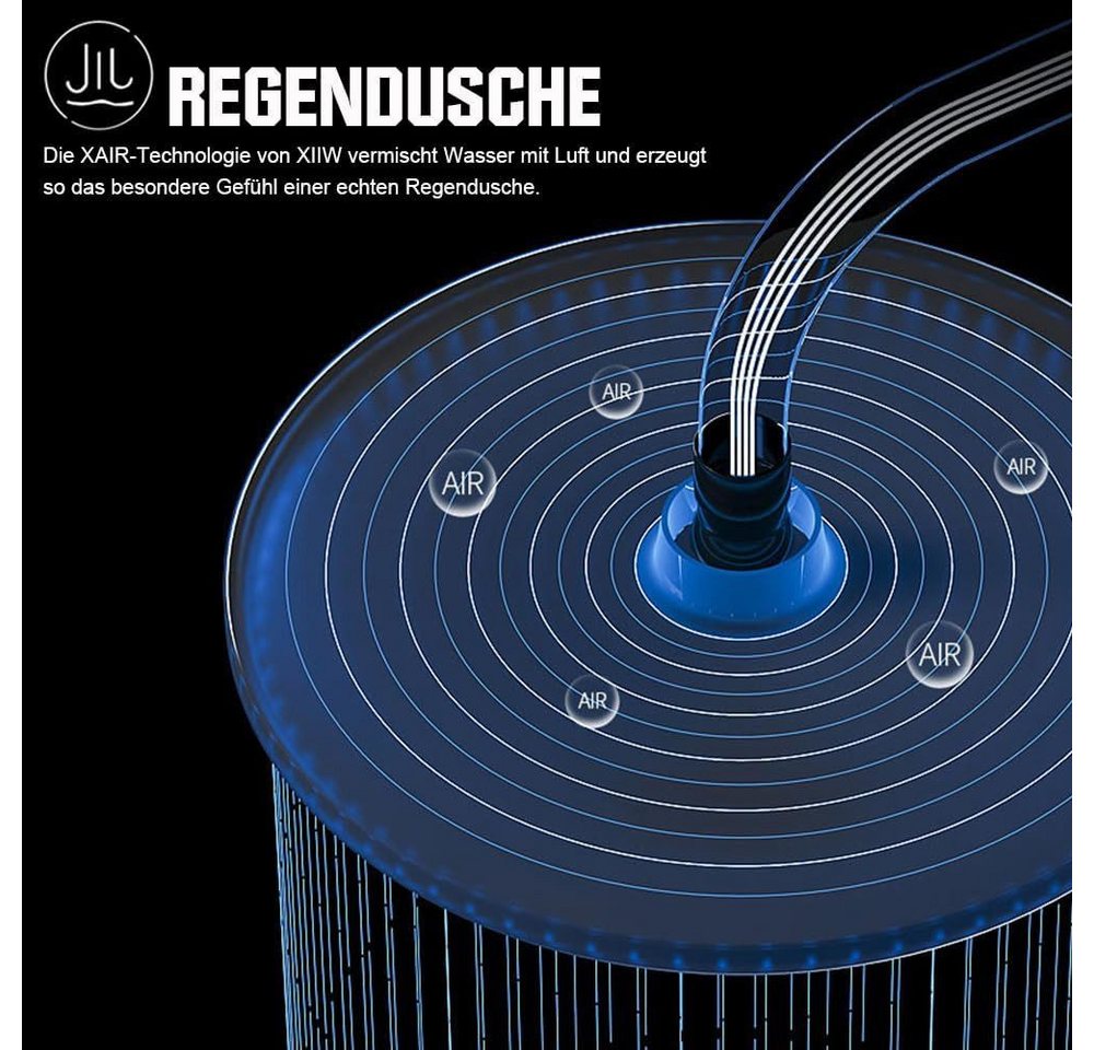 XERSEK Duschsystem Verstellbare Duschstange Duscharmatur Komplettset Duschset 86-120cm, 3 Strahlart(en), mit Armatur 30x19cm Eckiger Regendusche Kopfbrause, Bra – Bild 5 von 5