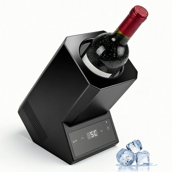 XERSEK Elektrischer Weinkühler 5-18°C Einstellbar Kühler Flaschenkühler Getränkekühler bis Ø92mm, Sensor-Touch Bedienung & 24H Dauerbetrieb für Wein Sekt Champa
