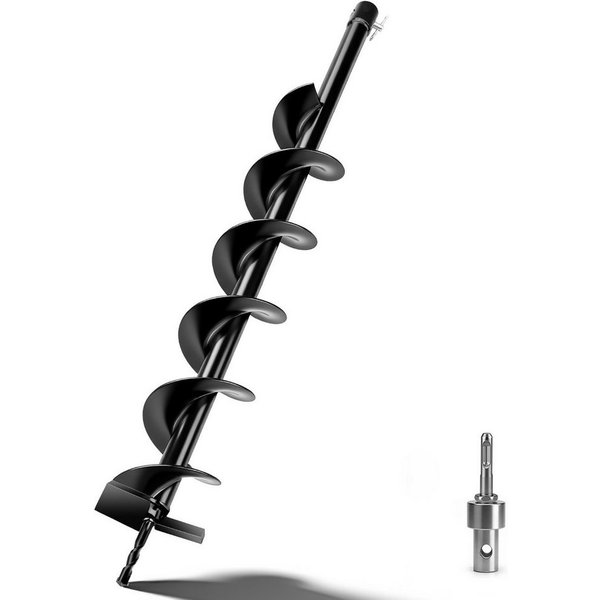 XERSEK Erdbohrer mit SDS-Plus, 80cm Manganstahl Erdlochbohrer Schnecke, (10cm Bohrgerät Aufsatz, Erdungsstab 0,6–2,6 m), Zum Bohren, Tiefgraben und Fundamente i