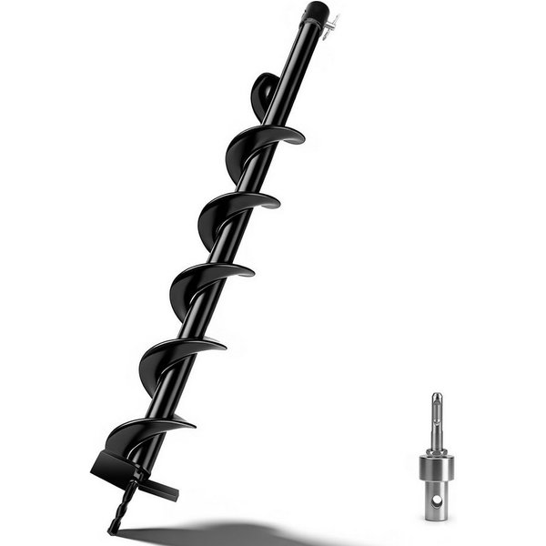 XERSEK Erdbohrer mit SDS-Plus, 80cm Manganstahl Erdlochbohrer Schnecke, (8cm Bohrgerät Aufsatz, Erdungsstab 0,6–2,6 m), Zum Bohren, Tiefgraben und Fundamente in