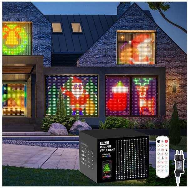 XERSEK Lichtervorhang LED Vorhanglichter Lichterkette, DIY Szenen, RGB, Fernbedienung, 200-400 LEDs Lichtervorhang 72 Modi Musik Sync, IP65, Für Weihnachten