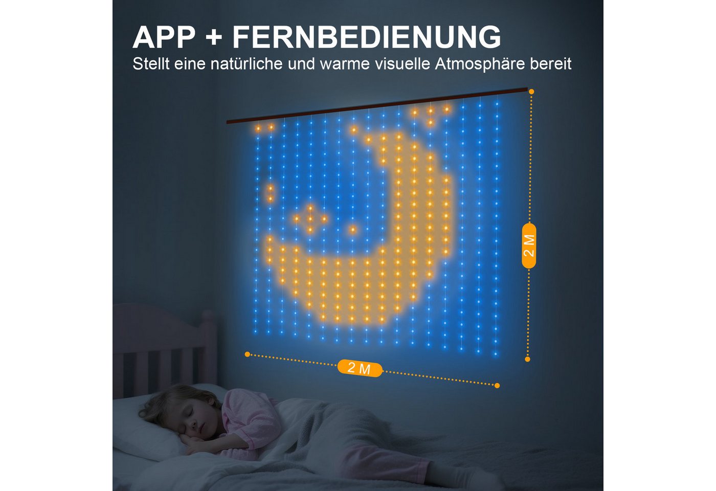 XERSEK Lichtervorhang LED Vorhanglichter Lichterkette, DIY Szenen, RGB, Fernbedienung, 200-400 LEDs Lichtervorhang 72 Modi Musik Sync, IP65, Für Weihnachten – Bild 2 von 5