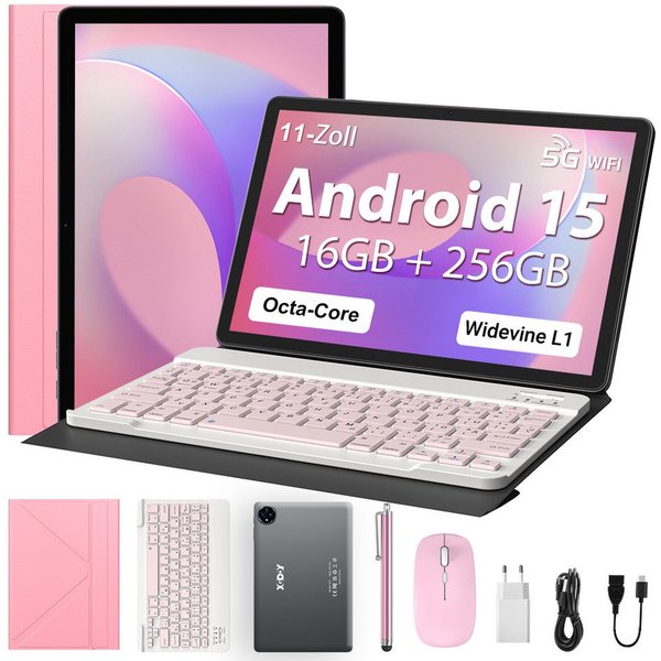 XGODY Q17 Tablet 11 Zoll, Android 15 Tablet, 256GB ROM (TF 1TB), 5G WiFi Tablet (11", 256 GB, Android 15, 8000 mAh inkl. deutscher Bluetooth-Tastatur, Stift & H
