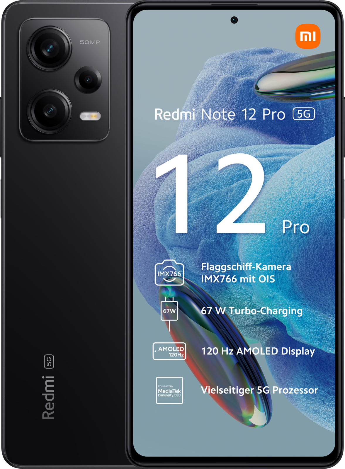 Xiaomi Redmi Note 12 Pro 5G 128GB Schwarz Android Smartphone 6,67" OLED 8GB