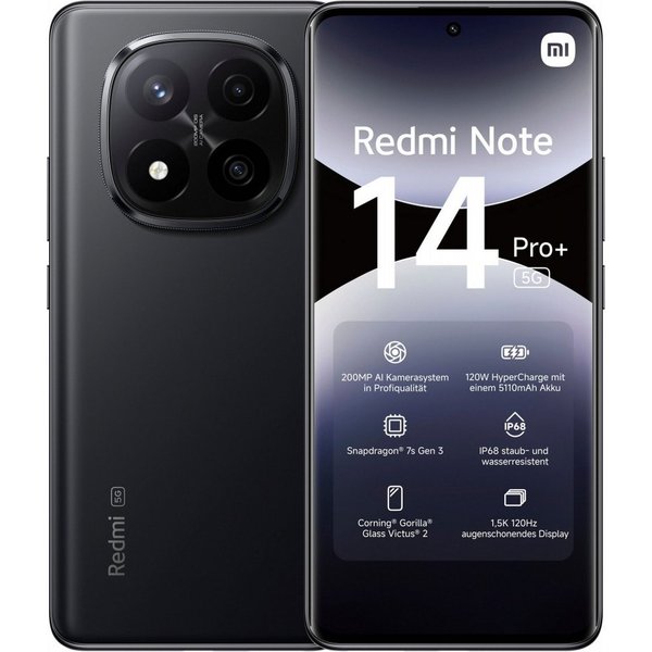Xiaomi Redmi Note 14 Pro+ 5G 256 GB / 8 GB - Smartphone - midnight black Smartphone (6,7 Zoll)