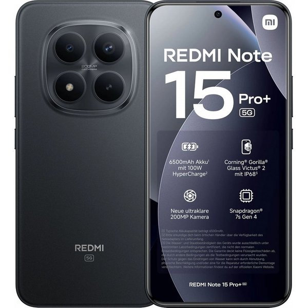 Xiaomi Redmi Note 15 Pro+ 5G 512 GB / 12 GB - Smartphone - midnight black Smartphone (6,83 Zoll, 512 GB Speicherplatz)