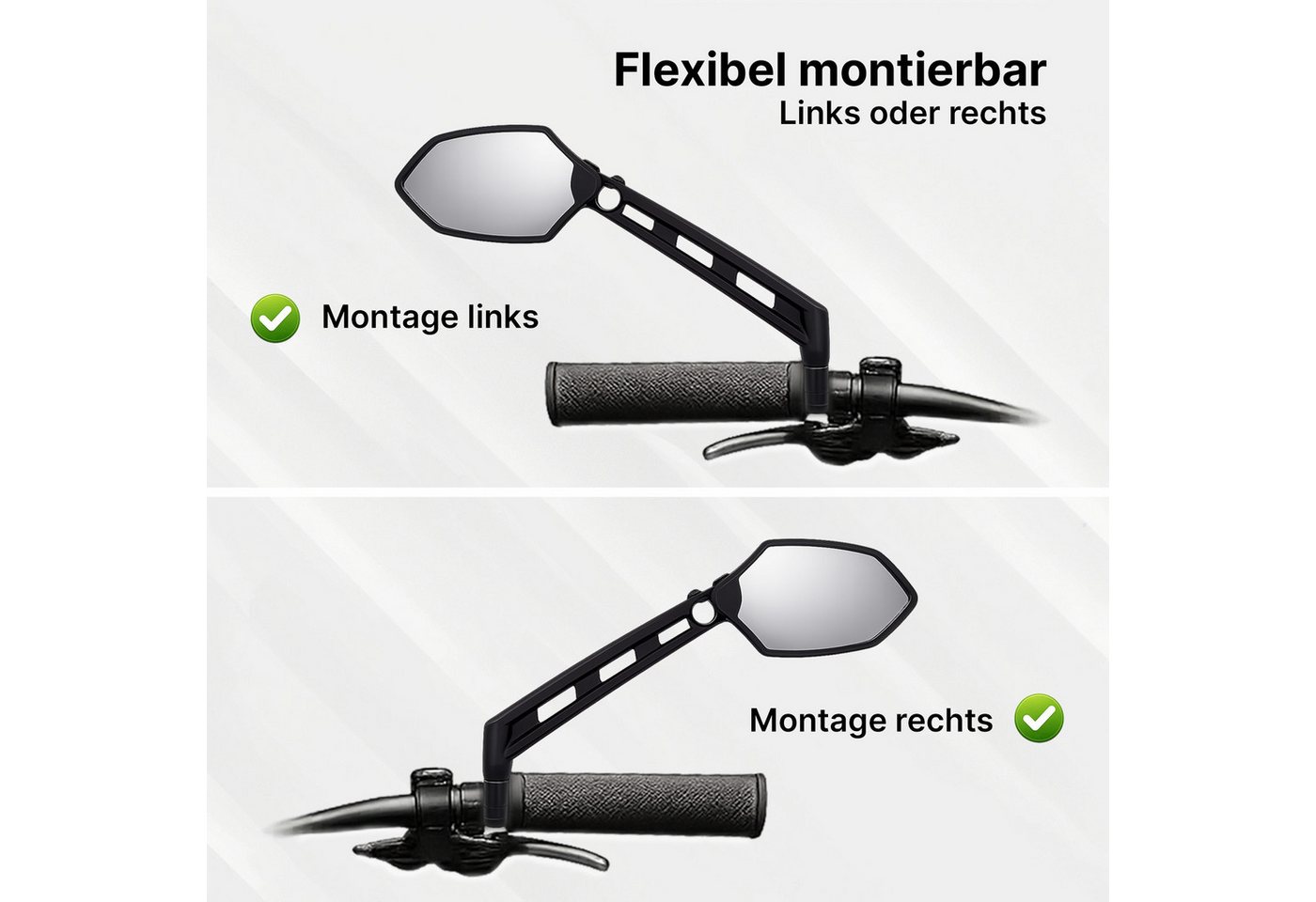 XiRRiX Fahrradspiegel, Fahrrad Spiegel, Rückspiegel für Fahrrad E-Bike, e Bike Zubehör, schlagfestes Glas - für Lenker links – Bild 4 von 5