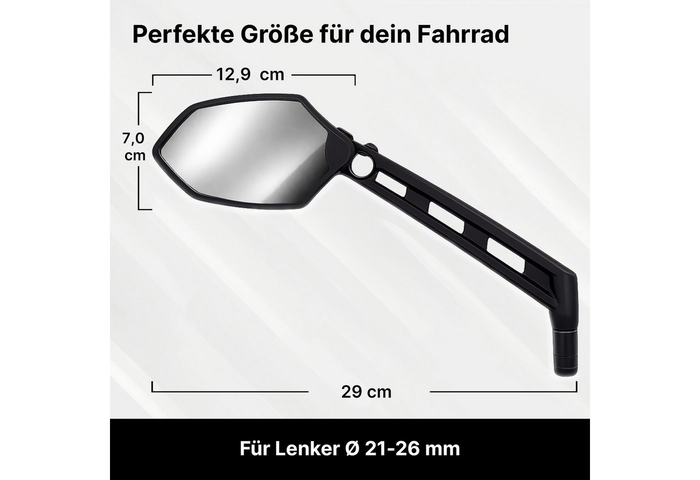 XiRRiX Fahrradspiegel, Fahrrad Spiegel, Rückspiegel für Fahrrad E-Bike, e Bike Zubehör, schlagfestes Glas - für Lenker links – Bild 5 von 5