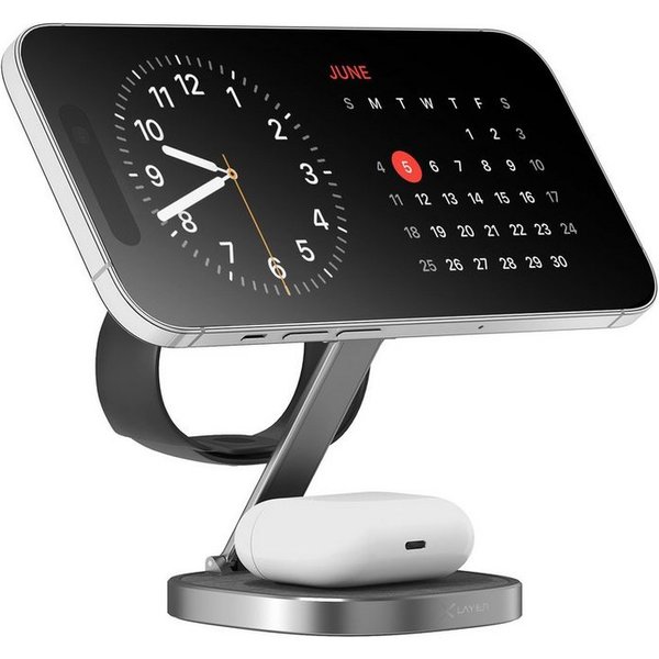 XLAYER 3 in 1 Ladestation Apple Wireless Charger, Klappbar I Magsafe I 15W Wireless Charger
