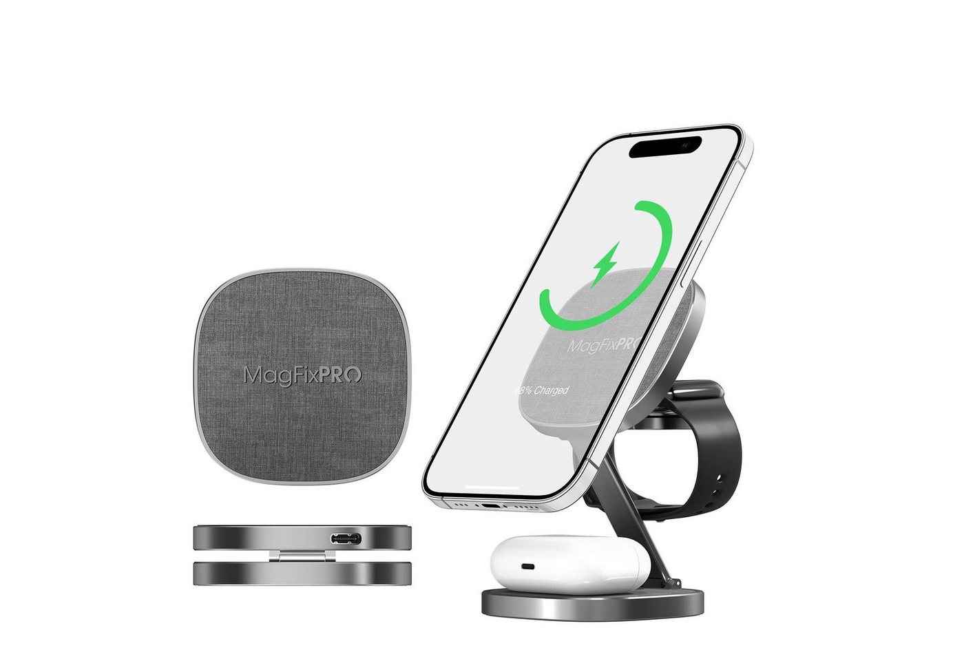 XLAYER 3 in 1 Ladestation Apple Wireless Charger, Klappbar I Magsafe I 15W Wireless Charger – Bild 5 von 5