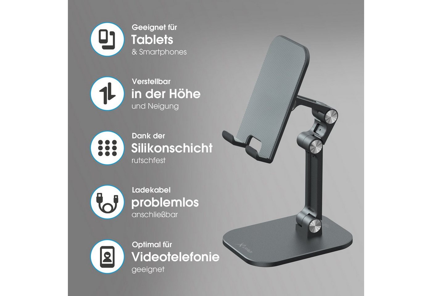 XLAYER Handy-Halterung Tablet Smartphone Halterung Ständer klappbar – Bild 5 von 5