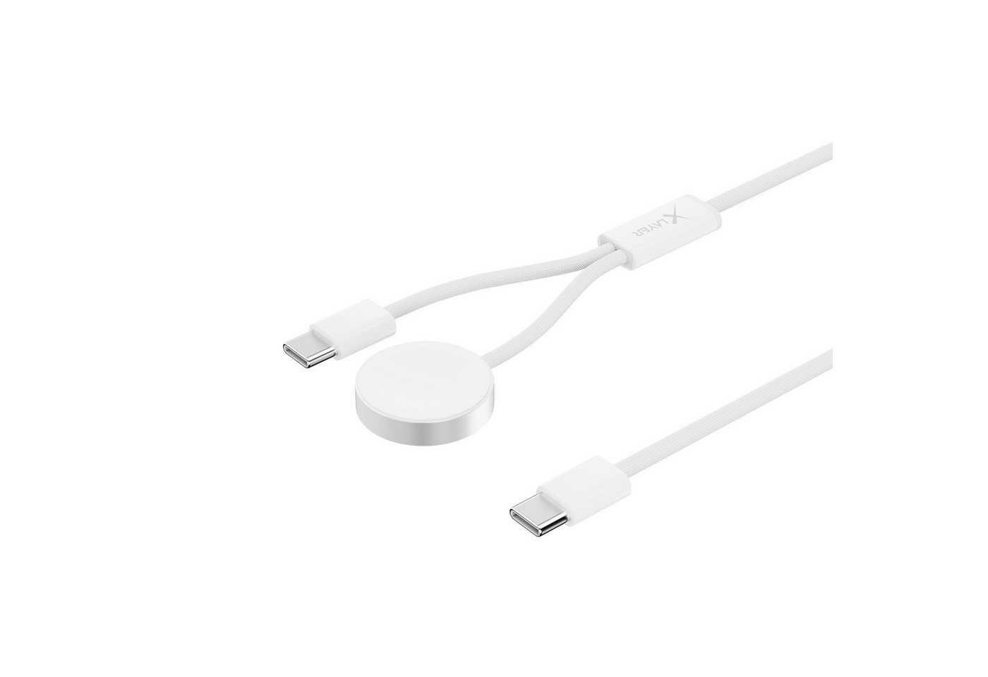 XLAYER Kabel 2-in-1 feingewebtes Kabel USB Typ C & Apple Watch Charger 1.5 m Smartphone-Kabel, 2-in-1 Multi-USB-Ladekabel I Ein USB-Kabel für gleich 2 Mobilgerä – Bild 2 von 5