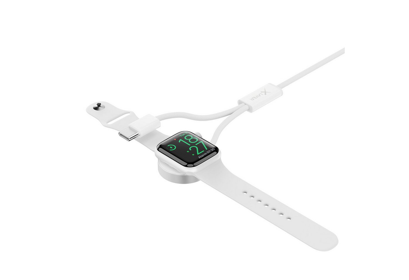 XLAYER Kabel 2-in-1 feingewebtes Kabel USB Typ C & Apple Watch Charger 1.5 m Smartphone-Kabel, 2-in-1 Multi-USB-Ladekabel I Ein USB-Kabel für gleich 2 Mobilgerä – Bild 4 von 5