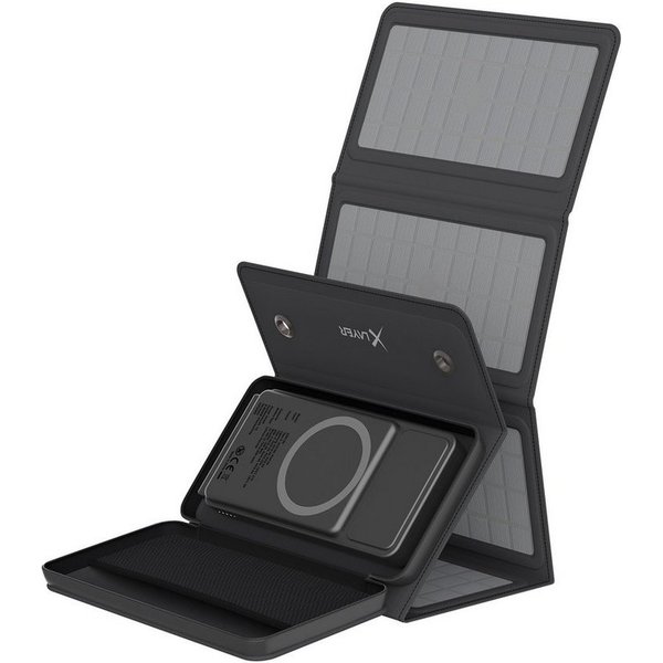 XLAYER Powerbank Solar 15W 10.000 mAh Wireless Solarpanel externes Ladegerät Powerbank
