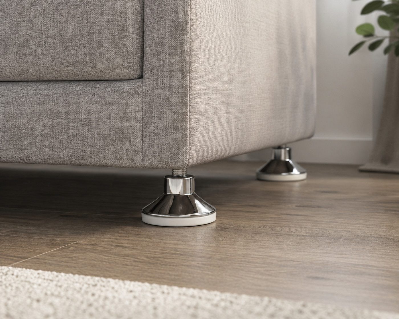 Xlmoebel Möbelfuß Chrom Möbelbeine 4er Set höhenverstellbar für moderne Sofas Sofort, (Set, 4-St., 4-teiliges Set Möbelbeine), Höhenverstellbar, Bodenschonende  – Bild 3 von 4