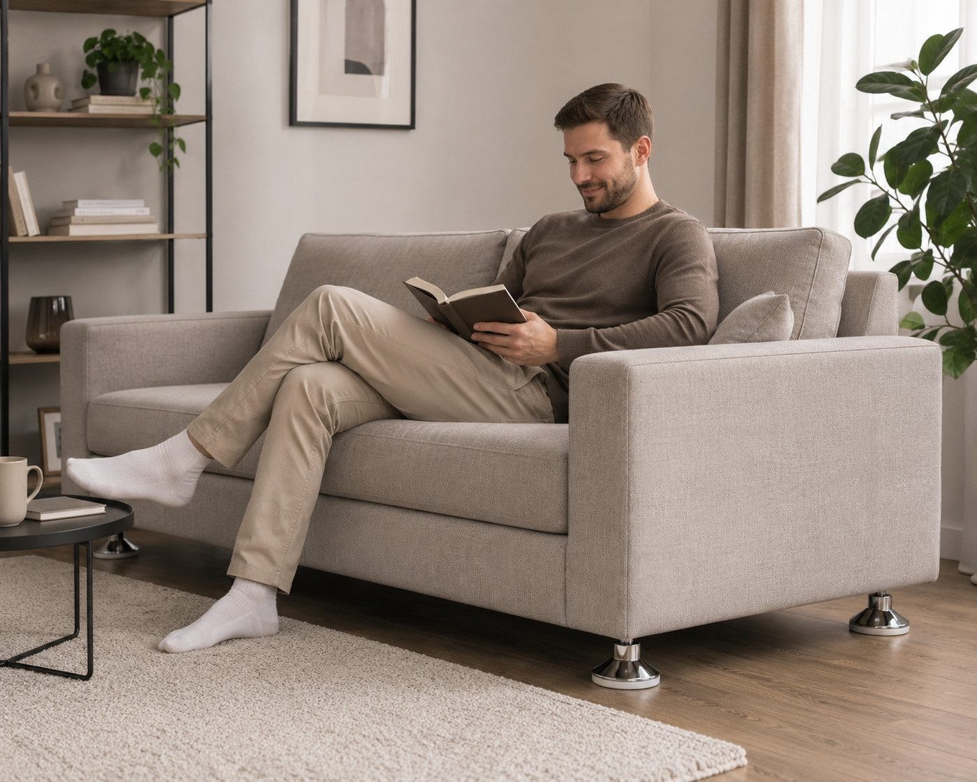 Xlmoebel Möbelfuß Chrom Möbelbeine 4er Set höhenverstellbar für moderne Sofas Sofort, (Set, 4-St., 4-teiliges Set Möbelbeine), Höhenverstellbar, Bodenschonende  – Bild 4 von 4