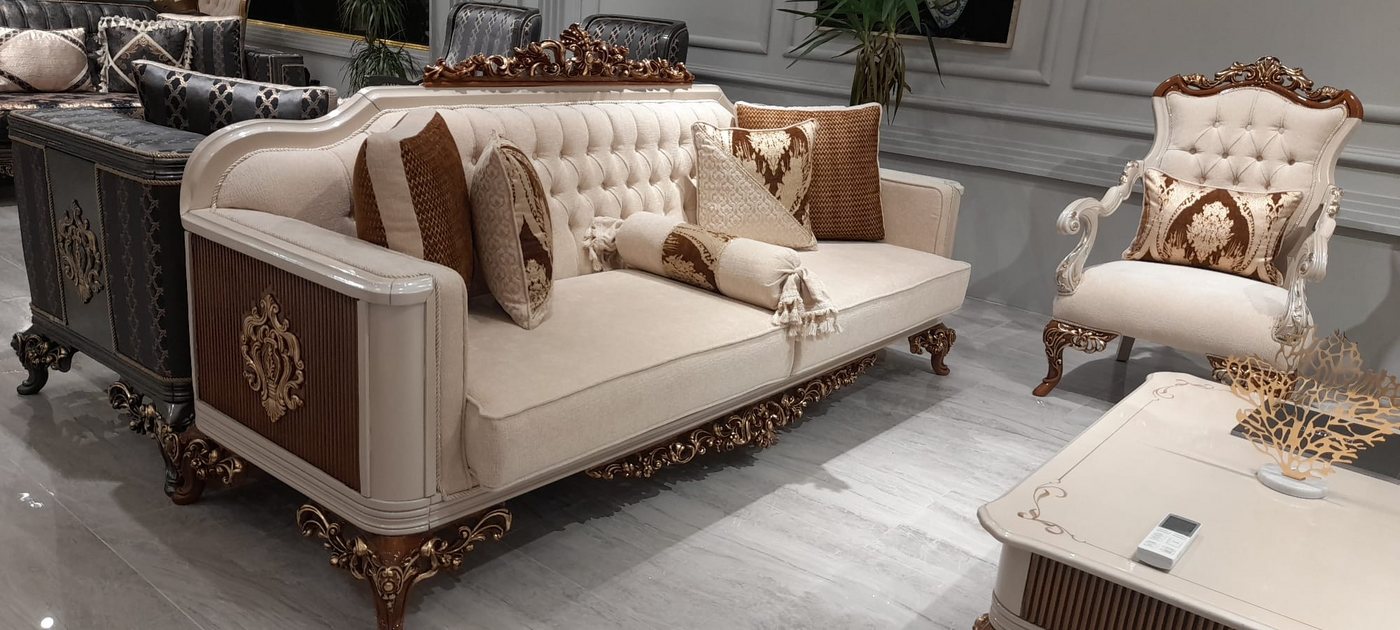 Xlmoebel Polstergarnitur Elegantes Barock Sofa-Ensemble mit luxuriösen Verzierungen, (Sofagarnitur, 3-tlg., 4tlg.Sofagarnitur 3 + 1 + 1 Sitzer + Couchtisch), He – Bild 2 von 3