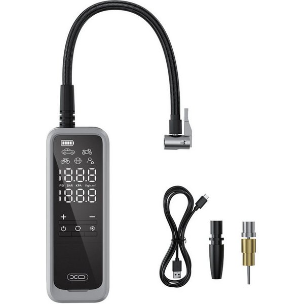 XO Akku-Handkompressor CZ018, 85 W, Kabellose Luftpumpe mit Digitalanzeige und Auto-Stopp-Funktion