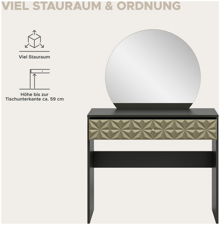 xonox.home Esstisch Schminktisch Prisma, Schwarz Retro Melamin 90x133x39 cm – Bild 3 von 5