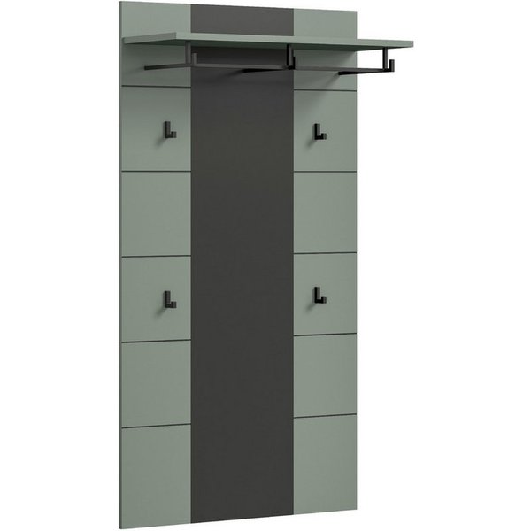 xonox.home Garderobenpaneel, Basalt grau/Smoke Green Melamin beschichtet 141x80x29 cm