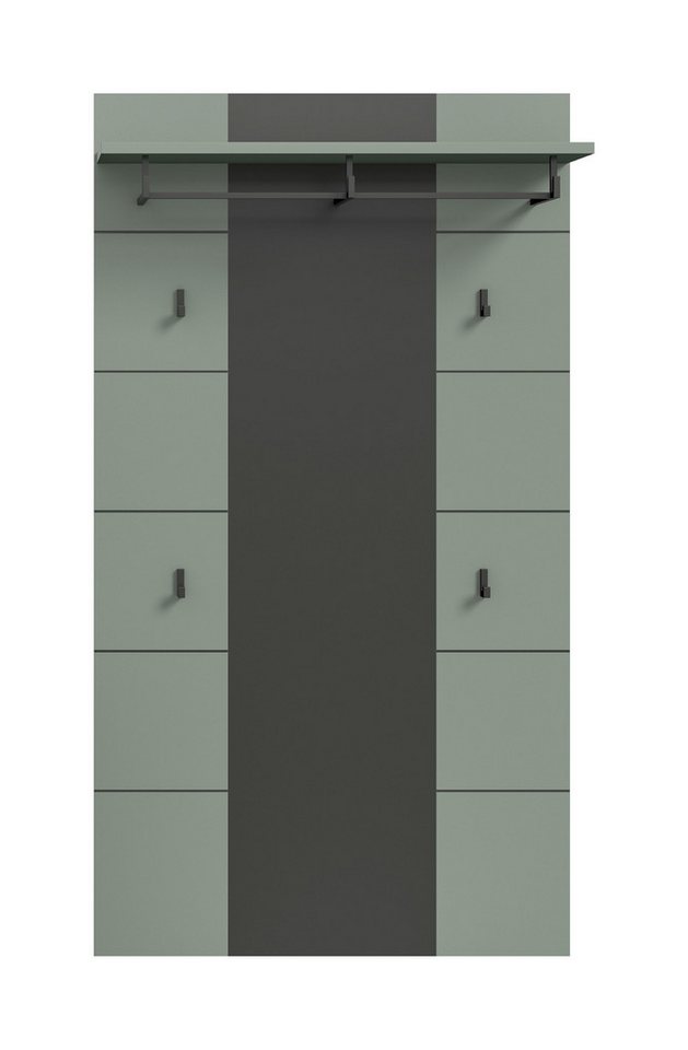 xonox.home Garderobenpaneel, Basalt grau/Smoke Green Melamin beschichtet 141x80x29 cm – Bild 2 von 5