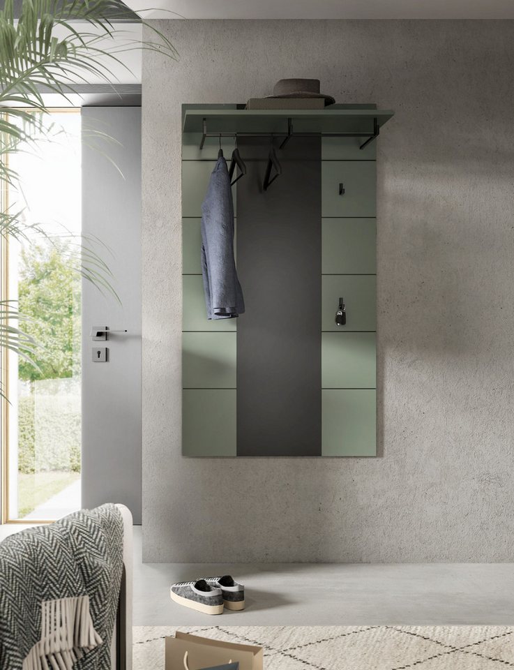 xonox.home Garderobenpaneel, Basalt grau/Smoke Green Melamin beschichtet 141x80x29 cm – Bild 5 von 5