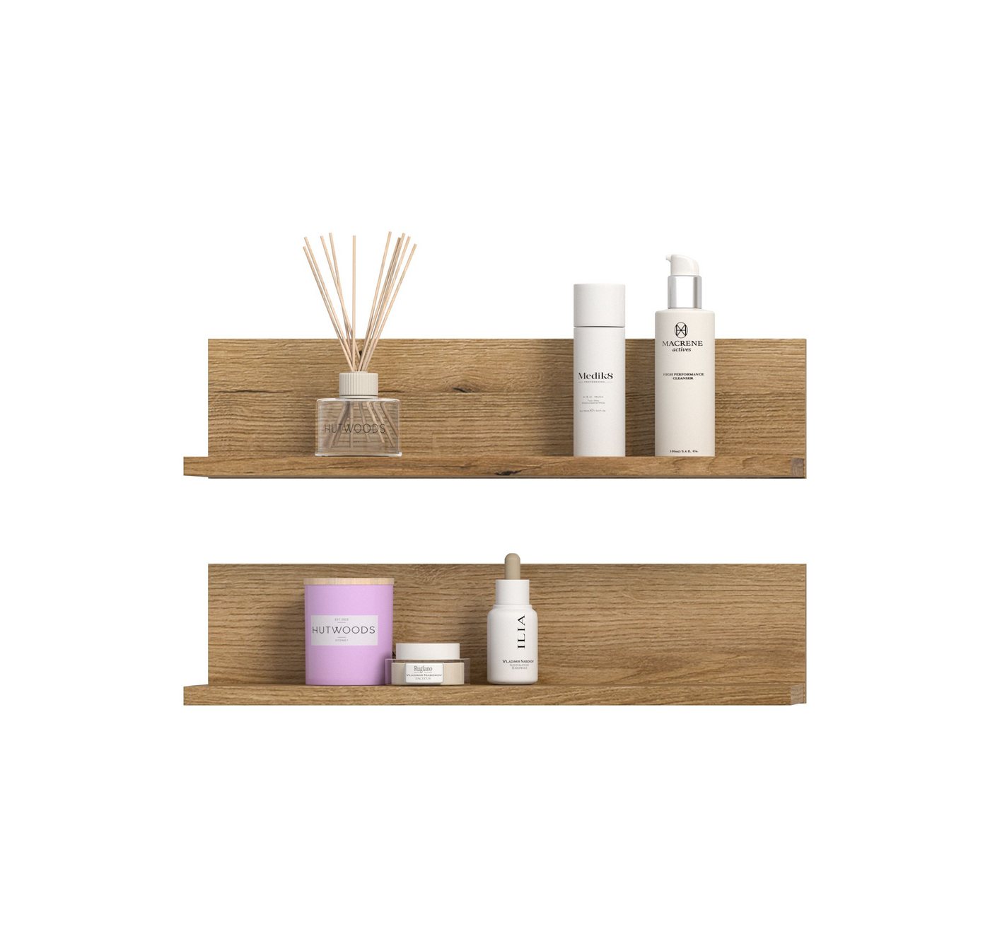 xonox.home Wandregal Aqua, Wandregal Set in Evoke Oak Nachbildung B/H/T: 51x12x14 cm – Bild 2 von 5