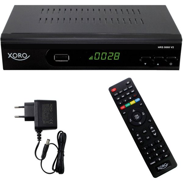 Xoro HRS 8660 V2 DVB-S/S2 mit PVR, Unicable, USB-Mediaplayer & 12 V SAT-Receiver (Timeshift, 8 Aufnahme-Timer & ASTRA 19,2° Senderliste vorprogrammiert)