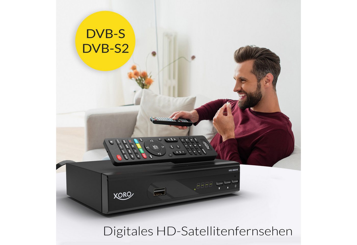 Xoro HRS 8660 V2 DVB-S/S2 mit PVR, Unicable, USB-Mediaplayer & 12 V SAT-Receiver (Timeshift, 8 Aufnahme-Timer & ASTRA 19,2° Senderliste vorprogrammiert) – Bild 4 von 5