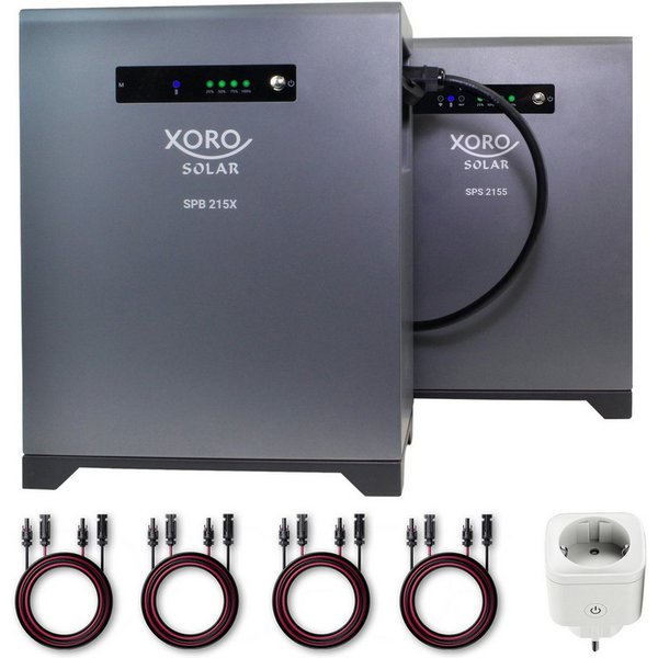 XORO SOLAR 4 kWh Stromspeicher-Set SPS 2155 & SPB 215X inkl. SPP 16A2 Smart Plug Stromspeicher 4032 mAh (48 V, 1 St), Erweiterbar bis 6048 Wh