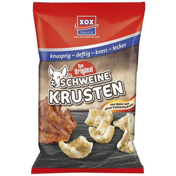 XOX Knabberei, XOX Schweinekrusten im Eigenfett frittierte Schweineschwarten 100g