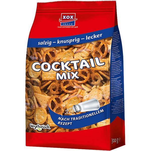 XOX Knabberei, XOX Cocktailmix ein Mix aus salziges Laugen und Weizengebäck 300g