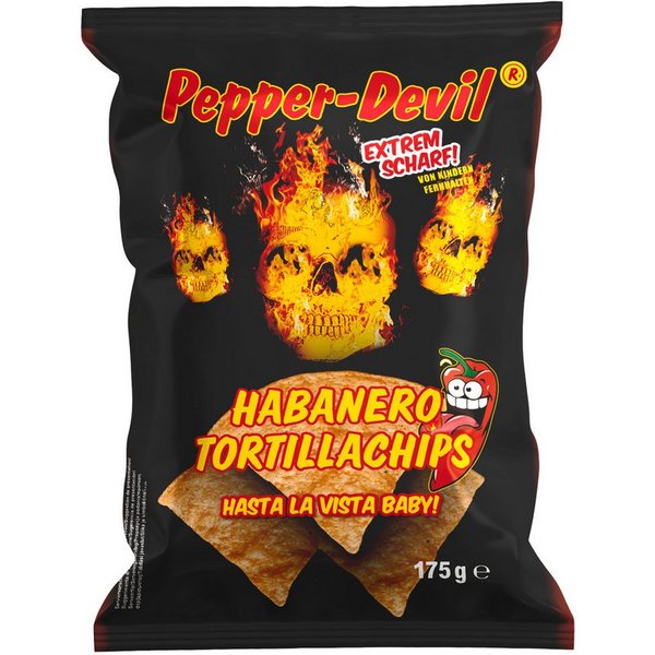XOX Knabberei, Pepper Devil Habanero Tortillachips extra scharf und knusprig 175g