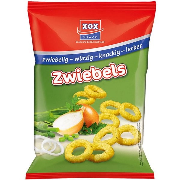 XOX Knabberei, XOX Zwiebels pikante Zwiebelringe mit würzigem Kräuteraroma 100g