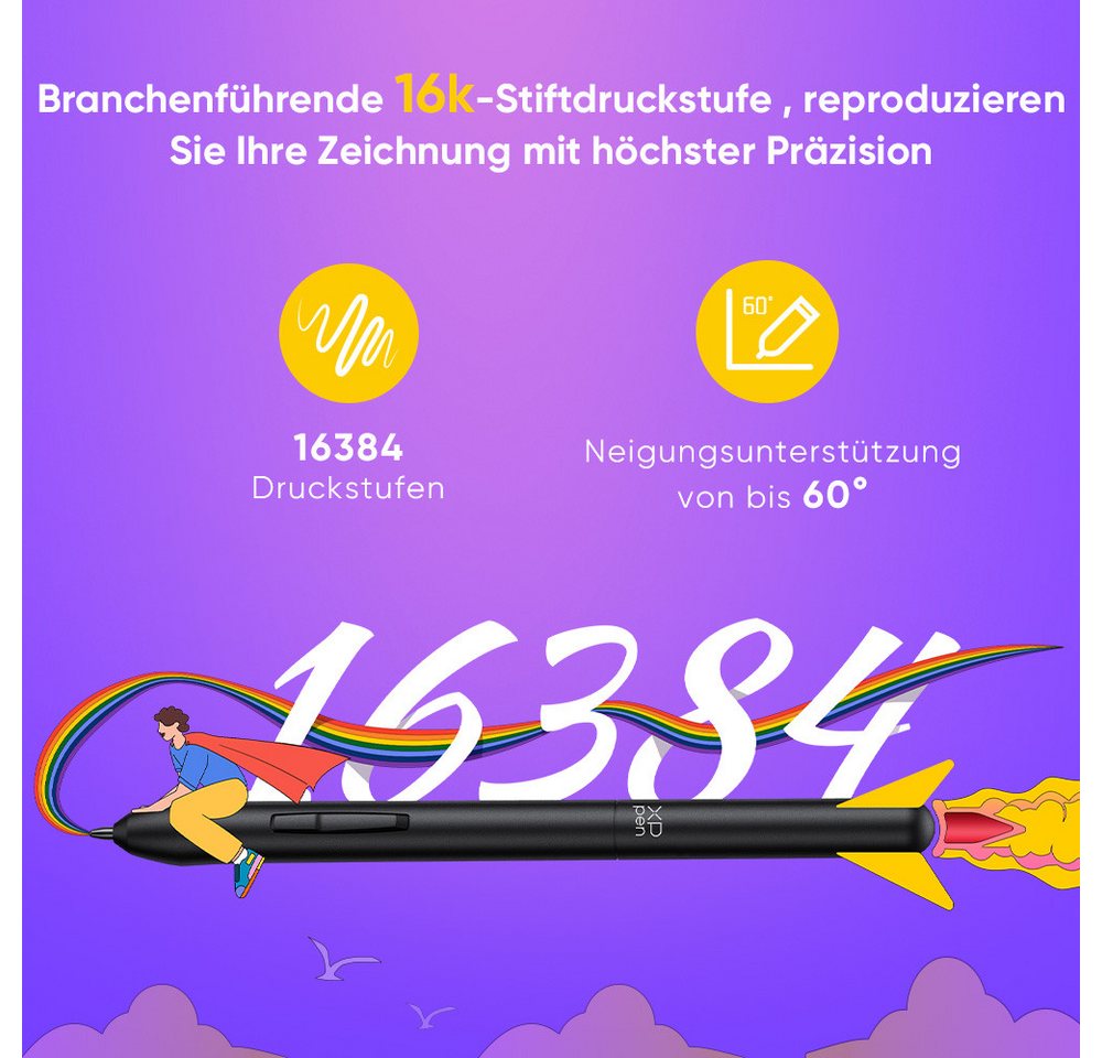 XP-PEN Deco 640 Grafiktablett (6*4", 0 GB, PC, Android, 0, 16384 Druckstufen) – Bild 3 von 5