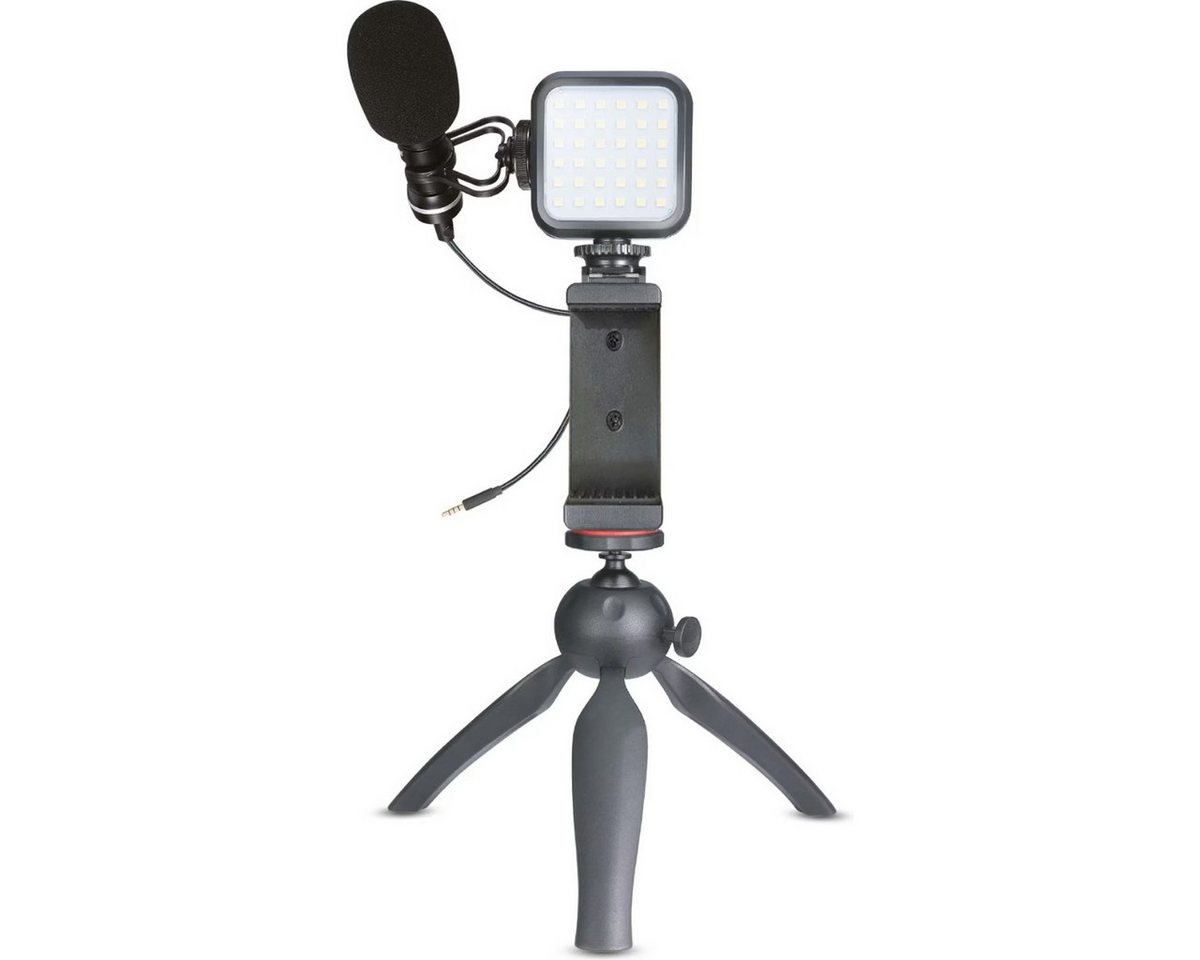 XQISIT Handy-Halterung Vlogging Kit – Smartphone Stativ mit LED-Licht & Mikrofon – Bild 2 von 4