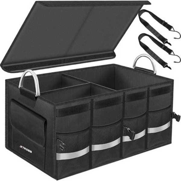 XTROBB Organizer Auto-Organizer: Großer Kofferraum Organizer mit Abdeckung (Kofferraum-Organizer-Set, 1x Faltbare Auto Organizer), Stabil, vielseitig, leicht tr