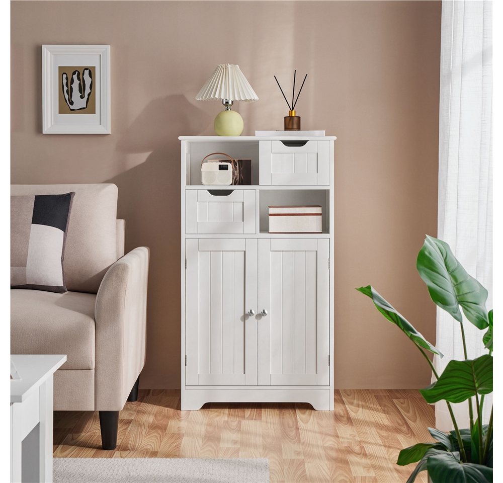 Yaheetech Badkommode Badezimmerschrank mit Schubladen & 1 Verstellbarem Einlegeboden, Badkommode Badmöbel Bodenschrank für Badezimmer/Wohnzimmer/Flur – Bild 2 von 5