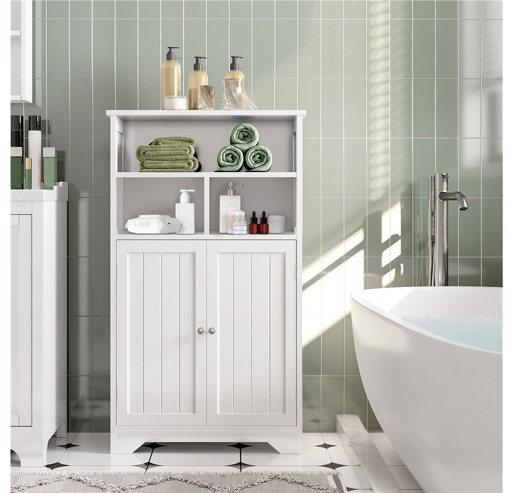Yaheetech Badkommode Badezimmerschrank mit Schubladen & 1 Verstellbarem Einlegeboden, Badkommode Badmöbel Bodenschrank für Badezimmer/Wohnzimmer/Flur – Bild 3 von 5