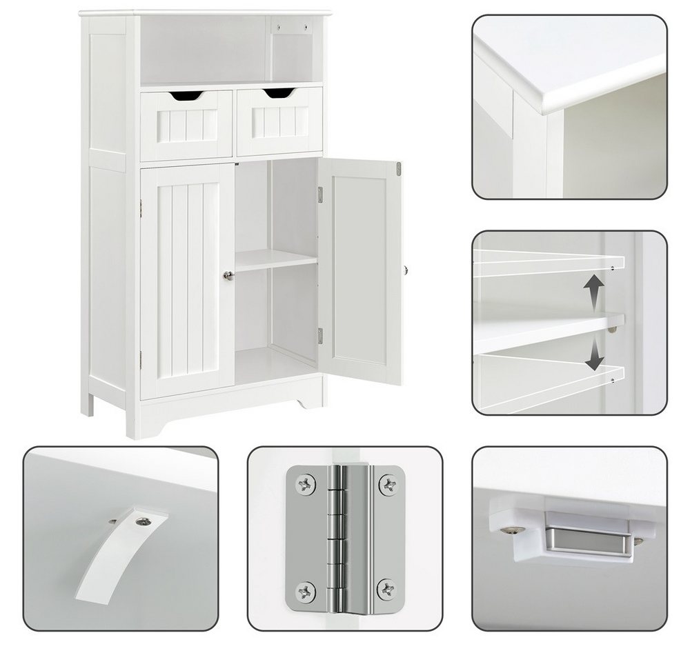 Yaheetech Badkommode Badezimmerschrank mit Schubladen & 1 Verstellbarem Einlegeboden, Badkommode Badmöbel Bodenschrank für Badezimmer/Wohnzimmer/Flur – Bild 5 von 5
