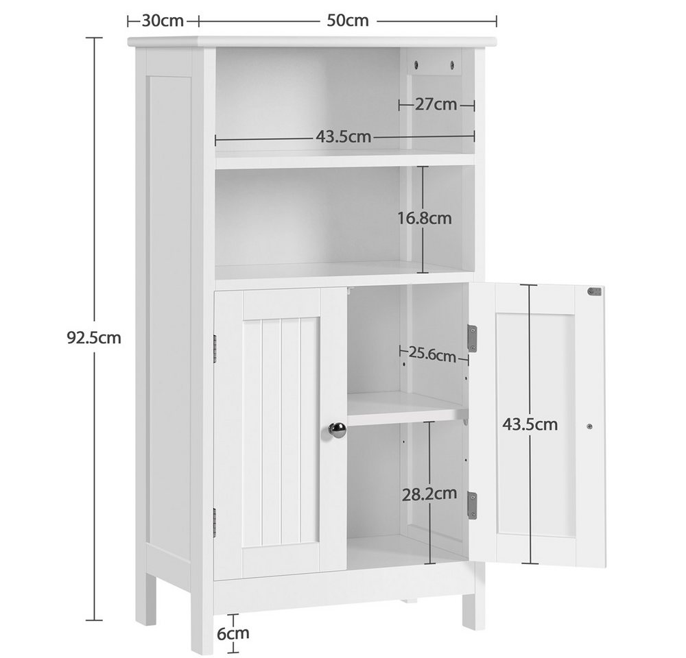 Yaheetech Badkommode Badschrank Küchenschrank, Badezimmerschrank Sideboard mit Doppeltür & Einstellbarem Regal – Bild 4 von 5