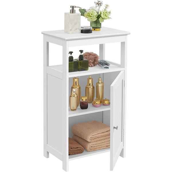 Yaheetech Badkommode Beistellschrank 45 ×30 × 84 cm, Schmaler Badezimmerschrank mit Einzeltür & Verstellbarem Einlegeboden