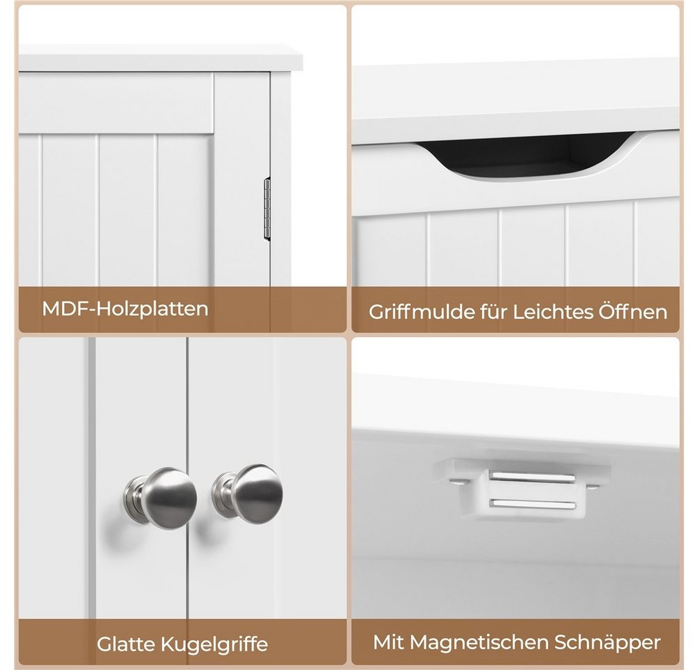 Yaheetech Badkommode Unterschrank mit Schubladen, Badezimmerschrank Badschrank Bodenschrank, Weiß – Bild 5 von 5