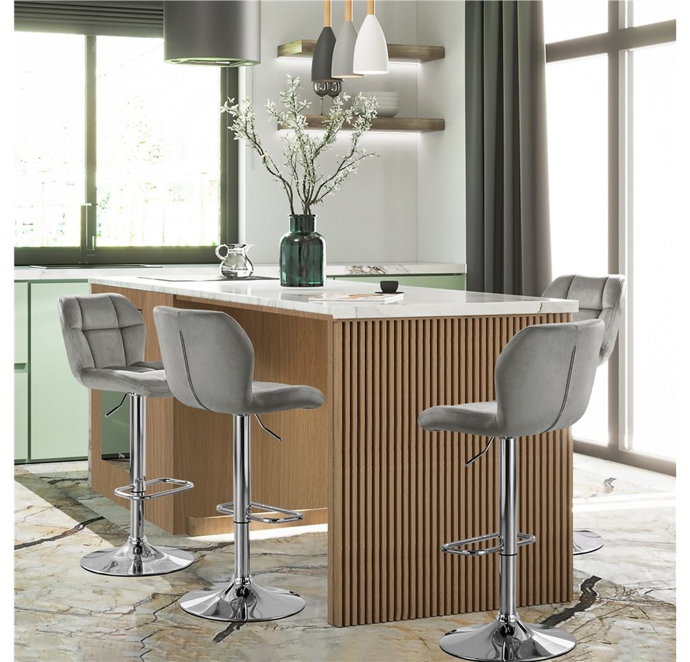 Yaheetech Barhocker 360° Drehbare Hocker mit Fußstütze (2 St), 1/2/4/6er-Set Barstühle Küchenstühle Bistrohocker höhenverstellbar – Bild 3 von 5