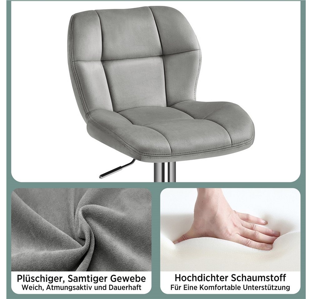 Yaheetech Barhocker 360° Drehbare Hocker mit Fußstütze (2 St), 1/2/4/6er-Set Barstühle Küchenstühle Bistrohocker höhenverstellbar – Bild 5 von 5